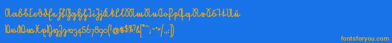 NeueRudelskopfVerbundenFett Font – Orange Fonts on Blue Background