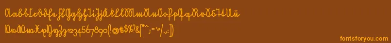 NeueRudelskopfVerbundenFett Font – Orange Fonts on Brown Background