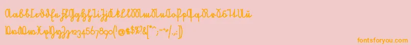 NeueRudelskopfVerbundenFett-Schriftart – Orangefarbene Schriften auf rosa Hintergrund