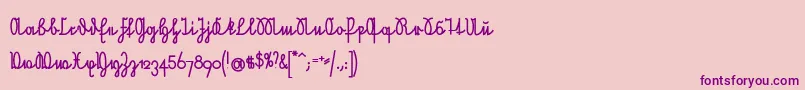 NeueRudelskopfVerbundenFett-Schriftart – Violette Schriften auf rosa Hintergrund