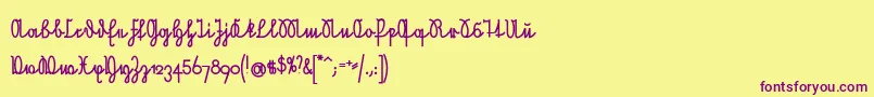 NeueRudelskopfVerbundenFett Font – Purple Fonts on Yellow Background