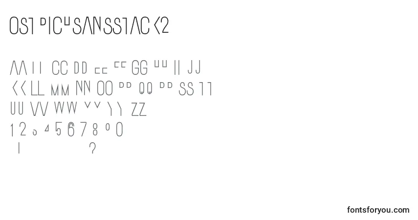 Czcionka Ostrichsansstack2 – alfabet, cyfry, specjalne znaki