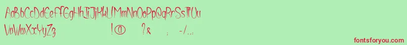 Shurikendancelikeatiger-Schriftart – Rote Schriften auf grünem Hintergrund