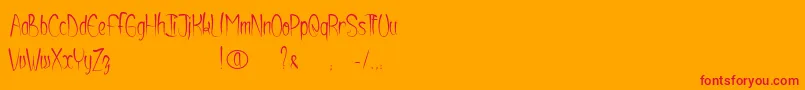 フォントShurikendancelikeatiger – オレンジの背景に赤い文字