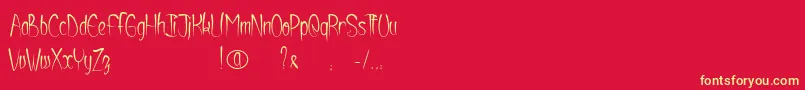 フォントShurikendancelikeatiger – 黄色の文字、赤い背景