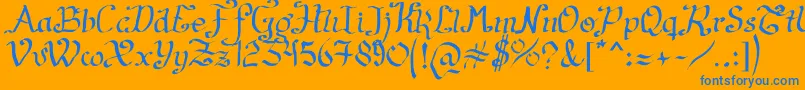 ArtesanР±as2011-Schriftart – Blaue Schriften auf orangefarbenem Hintergrund