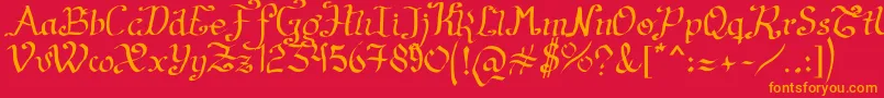 ArtesanР±as2011 Font – Orange Fonts on Red Background