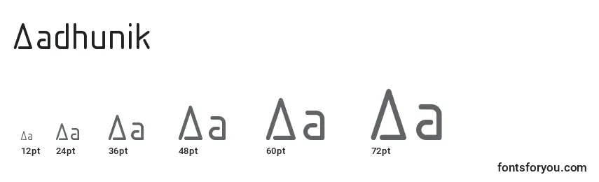 Размеры шрифта Aadhunik