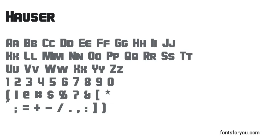 Hauser-fontti – aakkoset, numerot, erikoismerkit