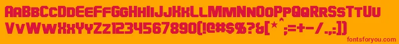 Hauser-Schriftart – Rote Schriften auf orangefarbenem Hintergrund