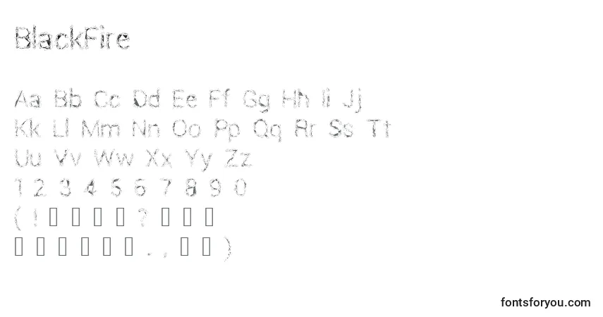 Czcionka BlackFire – alfabet, cyfry, specjalne znaki