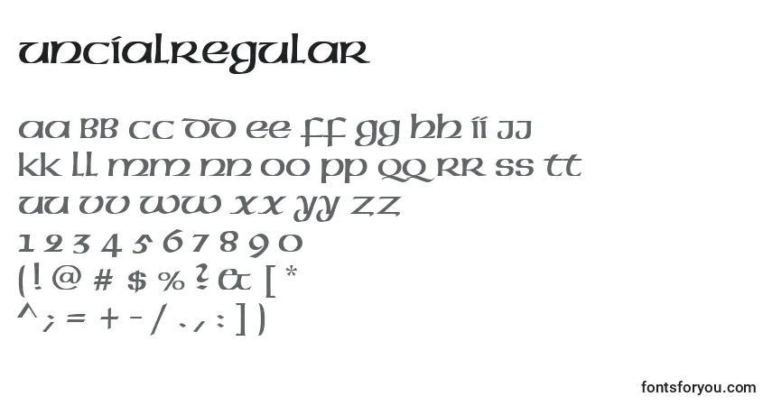 UncialRegular-fontti – aakkoset, numerot, erikoismerkit