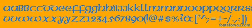 フォントUncialRegular – オレンジの背景に青い文字