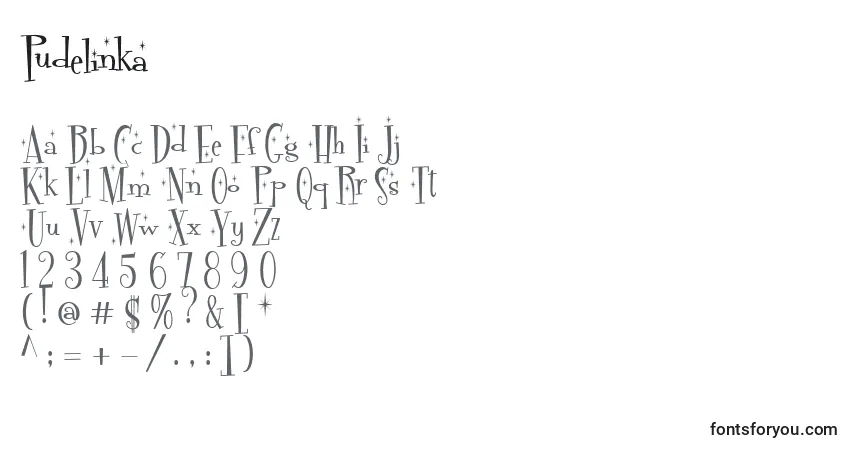 Czcionka Pudelinka – alfabet, cyfry, specjalne znaki