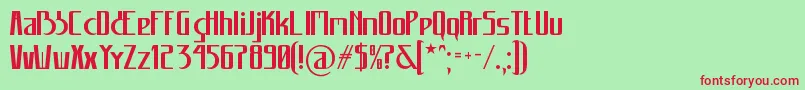 フォントCarannorov – 赤い文字の緑の背景