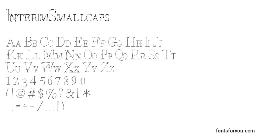 A fonte InterimSmallcaps – alfabeto, números, caracteres especiais