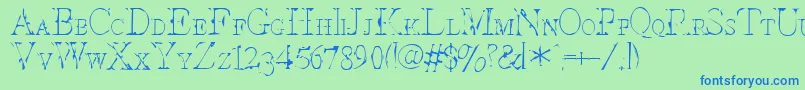 InterimSmallcaps Font – Blue Fonts on Green Background