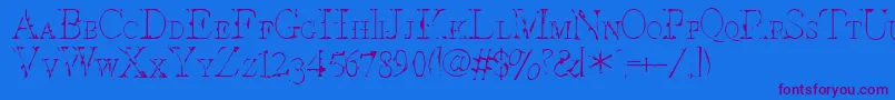 InterimSmallcaps Font – Purple Fonts on Blue Background