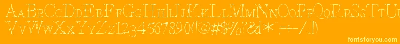 InterimSmallcaps Font – Yellow Fonts on Orange Background