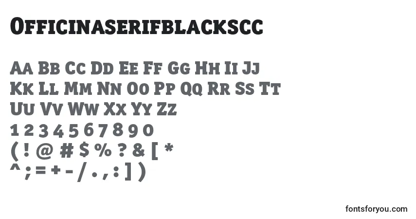 A fonte Officinaserifblackscc – alfabeto, números, caracteres especiais