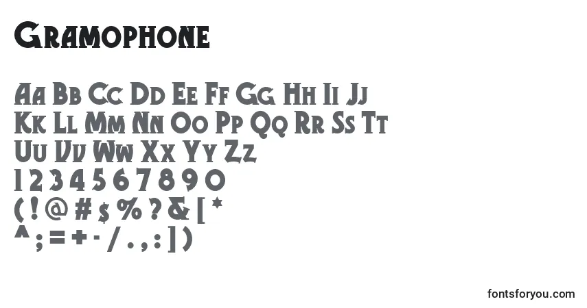 Schriftart Gramophone – Alphabet, Zahlen, spezielle Symbole