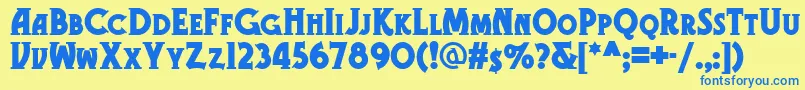 Gramophone Font – Blue Fonts on Yellow Background