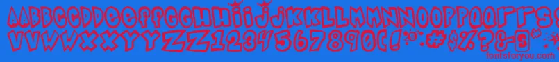 Indigojo Font – Red Fonts on Blue Background