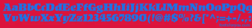 フォントKompaktltstd – 赤い背景に青い文字