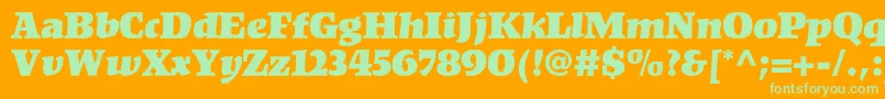 Kompaktltstd-fontti – vihreät fontit oranssilla taustalla