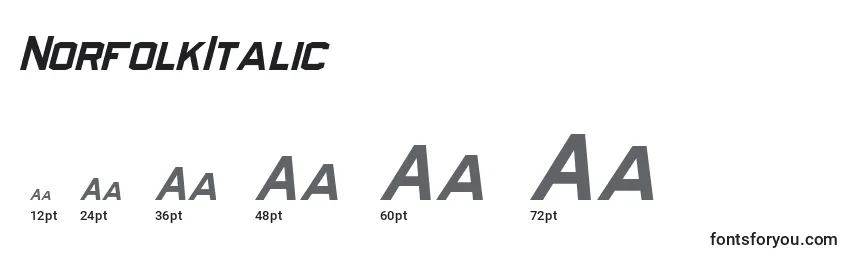 NorfolkItalic Font Sizes