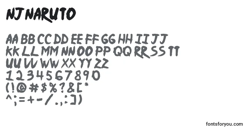 Schriftart Njnaruto – Alphabet, Zahlen, spezielle Symbole