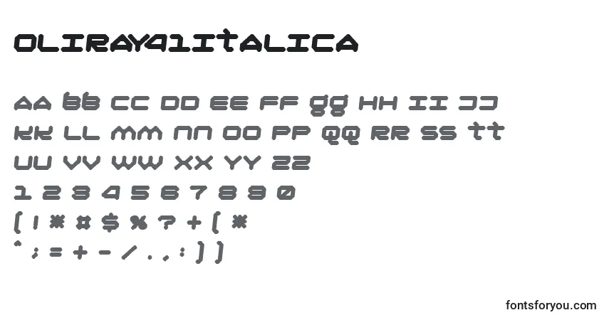 A fonte Oliray41Italica – alfabeto, números, caracteres especiais