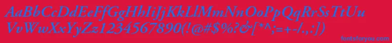 AgaramondproSemibolditalic Font – Blue Fonts on Red Background