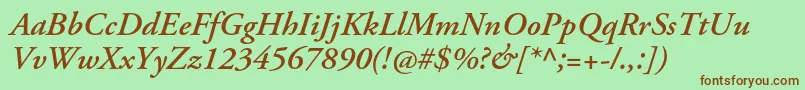 AgaramondproSemibolditalic Font – Brown Fonts on Green Background