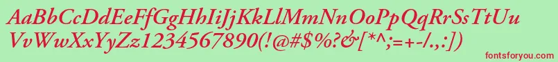 AgaramondproSemibolditalic Font – Red Fonts on Green Background