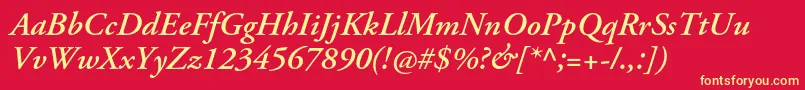 AgaramondproSemibolditalic Font – Yellow Fonts on Red Background