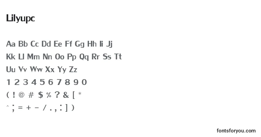 A fonte Lilyupc – alfabeto, números, caracteres especiais