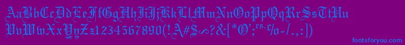 WeddingText-Schriftart – Blaue Schriften auf violettem Hintergrund