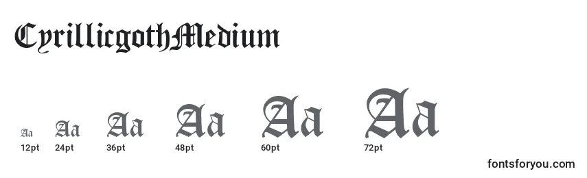 Размеры шрифта CyrillicgothMedium