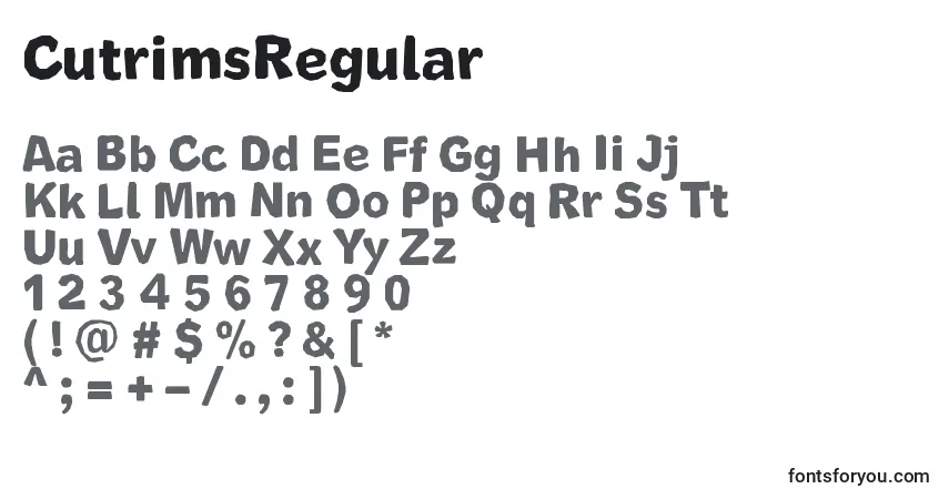 Czcionka CutrimsRegular – alfabet, cyfry, specjalne znaki