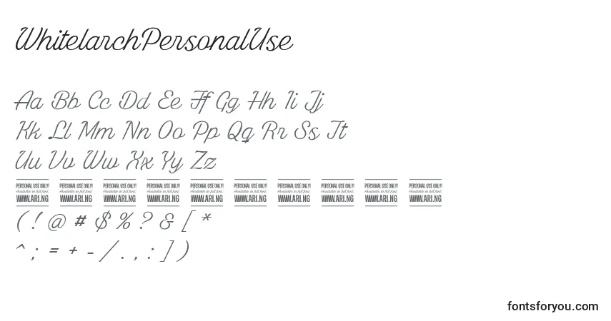 Schriftart WhitelarchPersonalUse – Alphabet, Zahlen, spezielle Symbole