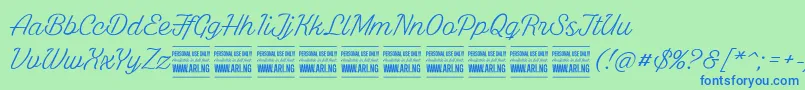 フォントWhitelarchPersonalUse – 青い文字は緑の背景です。