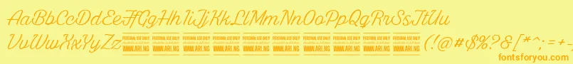 WhitelarchPersonalUse-Schriftart – Orangefarbene Schriften auf gelbem Hintergrund