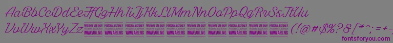 Шрифт WhitelarchPersonalUse – фиолетовые шрифты на сером фоне