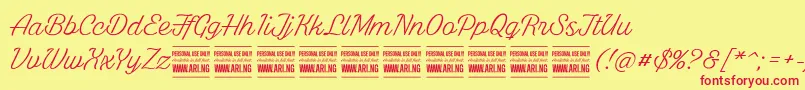 WhitelarchPersonalUse Font – Red Fonts on Yellow Background