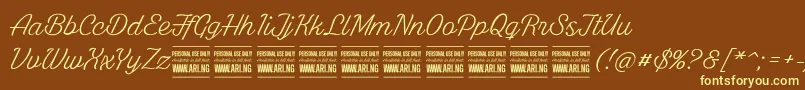 WhitelarchPersonalUse Font – Yellow Fonts on Brown Background