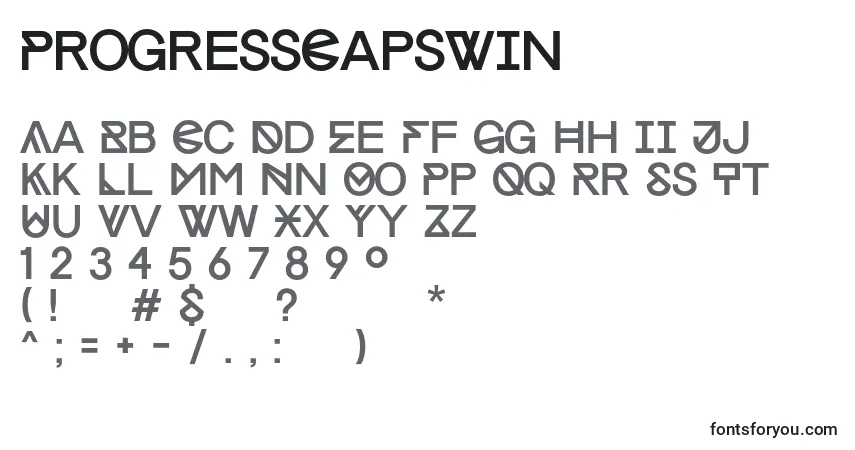 ProgressCapsWin Font – alphabet, numbers, special characters
