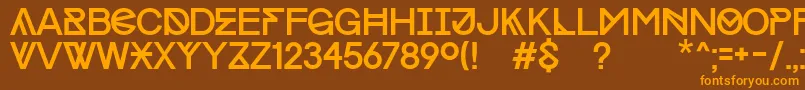 フォントProgressCapsWin – オレンジ色の文字が茶色の背景にあります。
