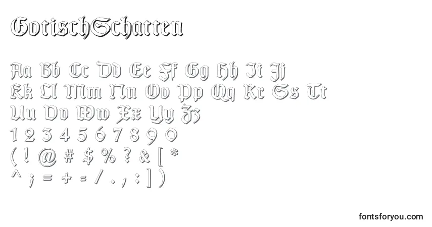 Шрифт GotischSchatten – алфавит, цифры, специальные символы