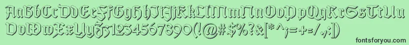 フォントGotischSchatten – 緑の背景に黒い文字